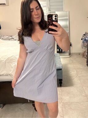 Rhythm Light Blue Striped V-Neck Slip Dress